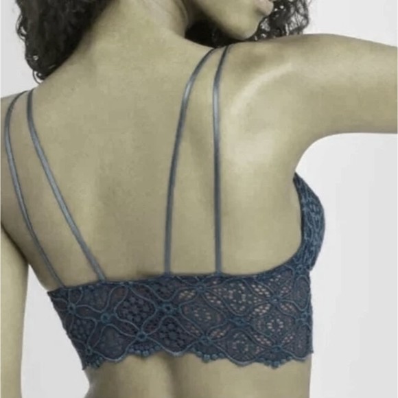 Auden Dark Navy Blue Lightly Padded Lined Lace Strappy Bralette Large - Picture 6 of 12